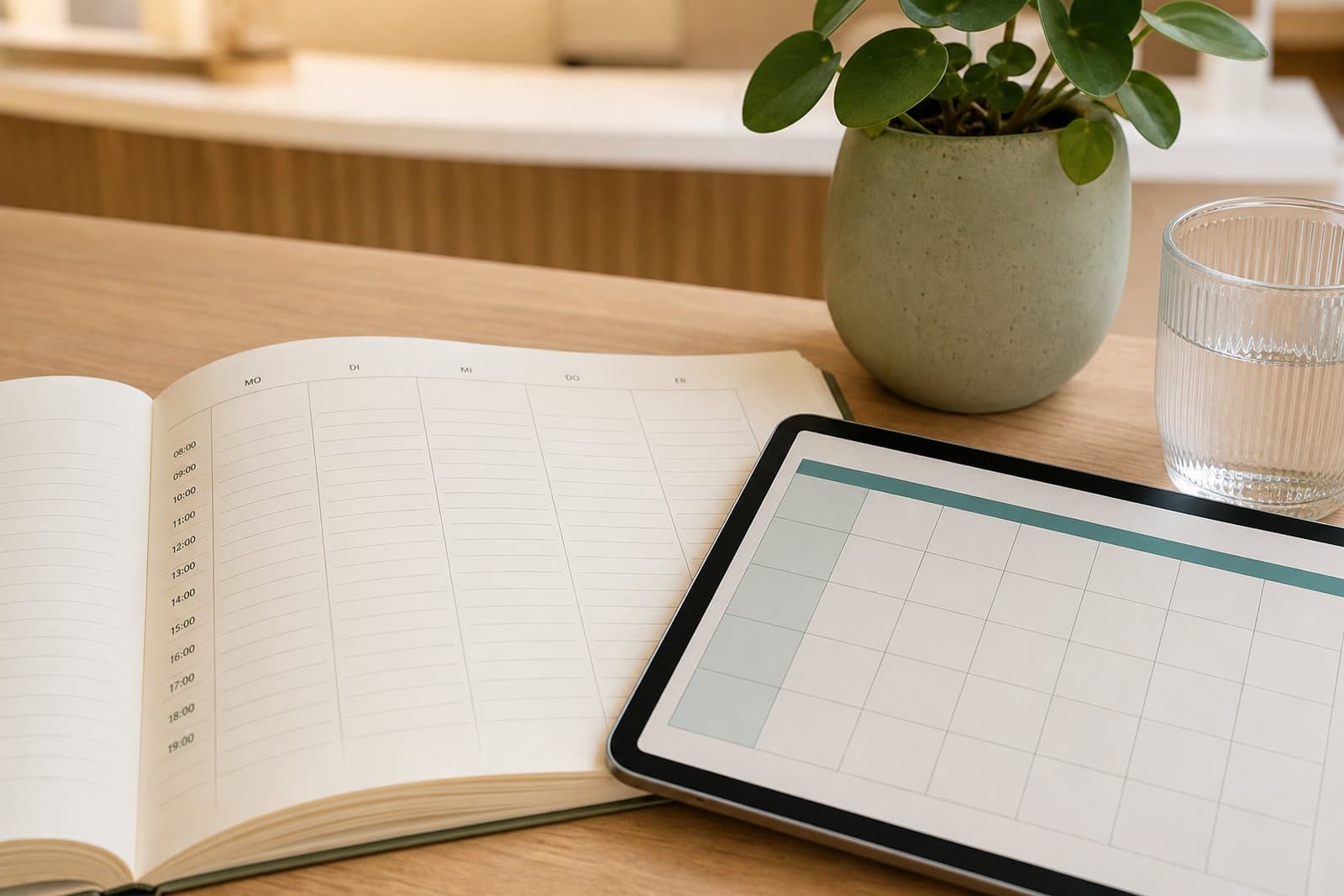 Kalender und Terminbuchung als Sinnbild für Online-Termine in der Praxis.